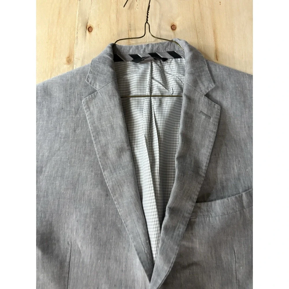 Banana Republic Modern Slim Fit Suit Jacket Gray 38R Linen Blend Blazer Mens